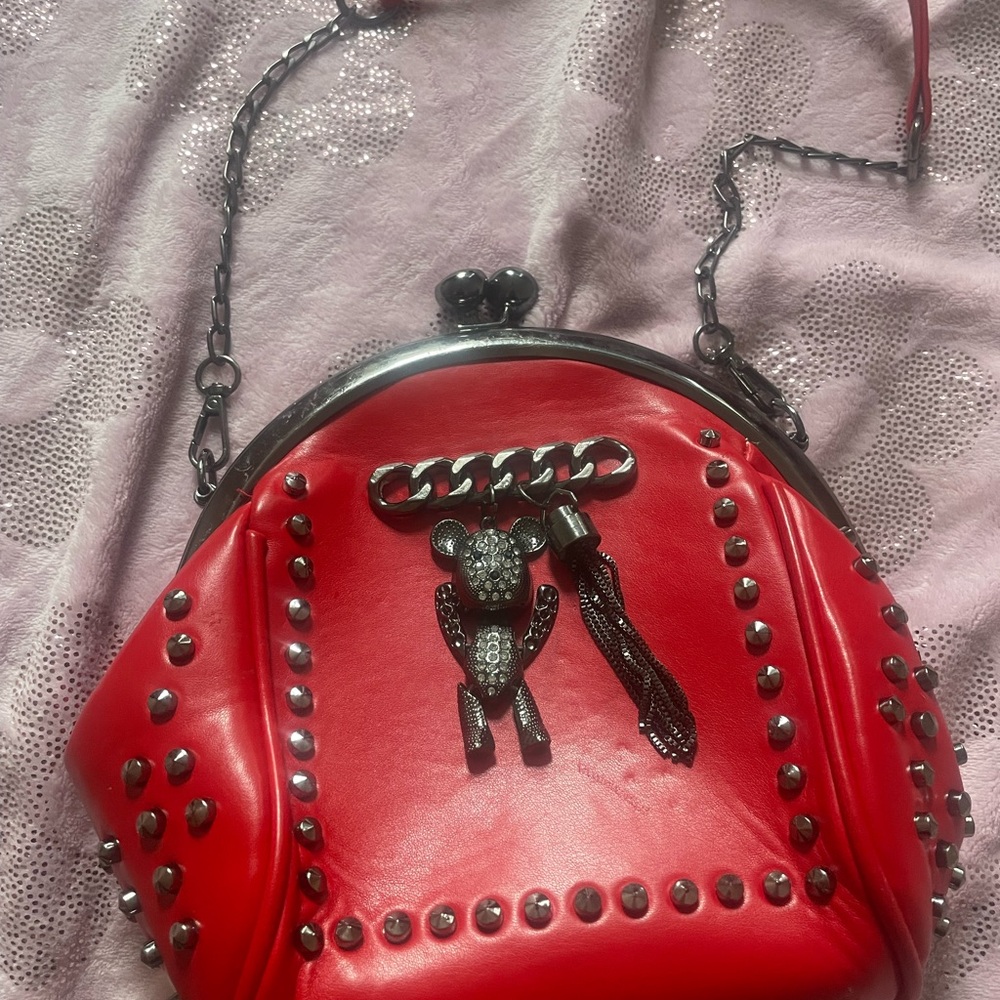 Studded Red  Shoulder Bag